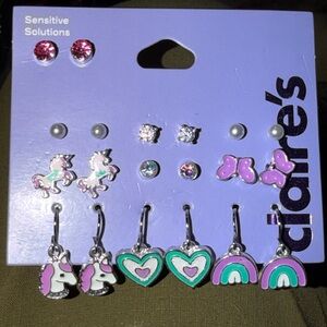 Claire's Unicorn and Rainbow Earring Set - Pink, Green, Purple
